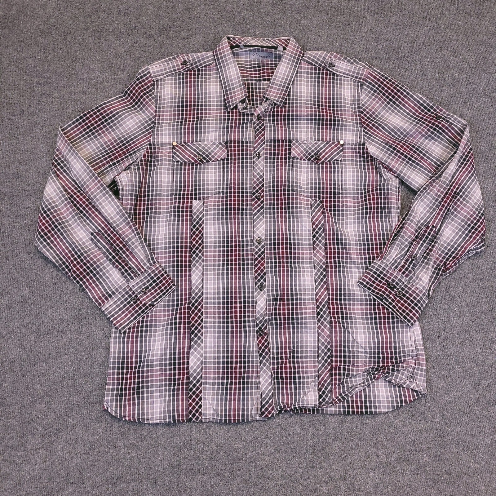 7D 7Diamonds Mens 3XL Button Up Small Window Dual Pocket Cotton