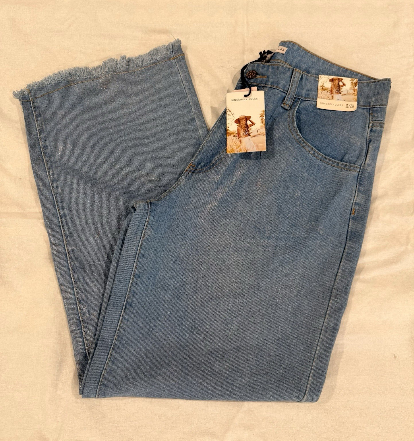 Sincerely Jules Women’s Wide-Leg Blue Denim Jeans Medium Wash 5-Pocket NWT