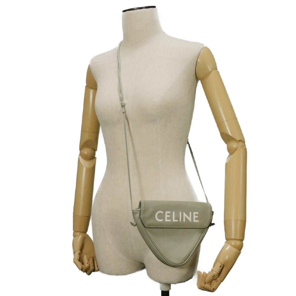 CELINE logo print triangle bag 195903DCS.10PG Shoulder Bag Smooth Calfskin…