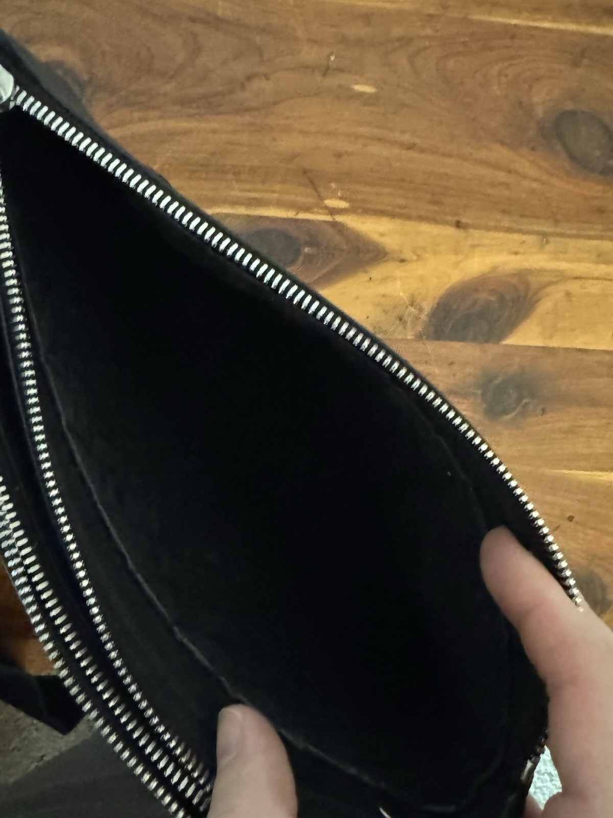 Bottega Veneta Black Duo Pouch Crossbody Bag Silver Zip w/ Strap, Dust Bag