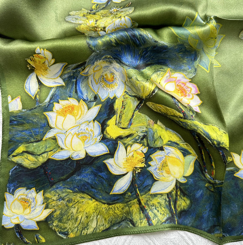 100% Mulberry Silk 20″ Square Scarf Women Neckerchief Wrap Green flo25s 256