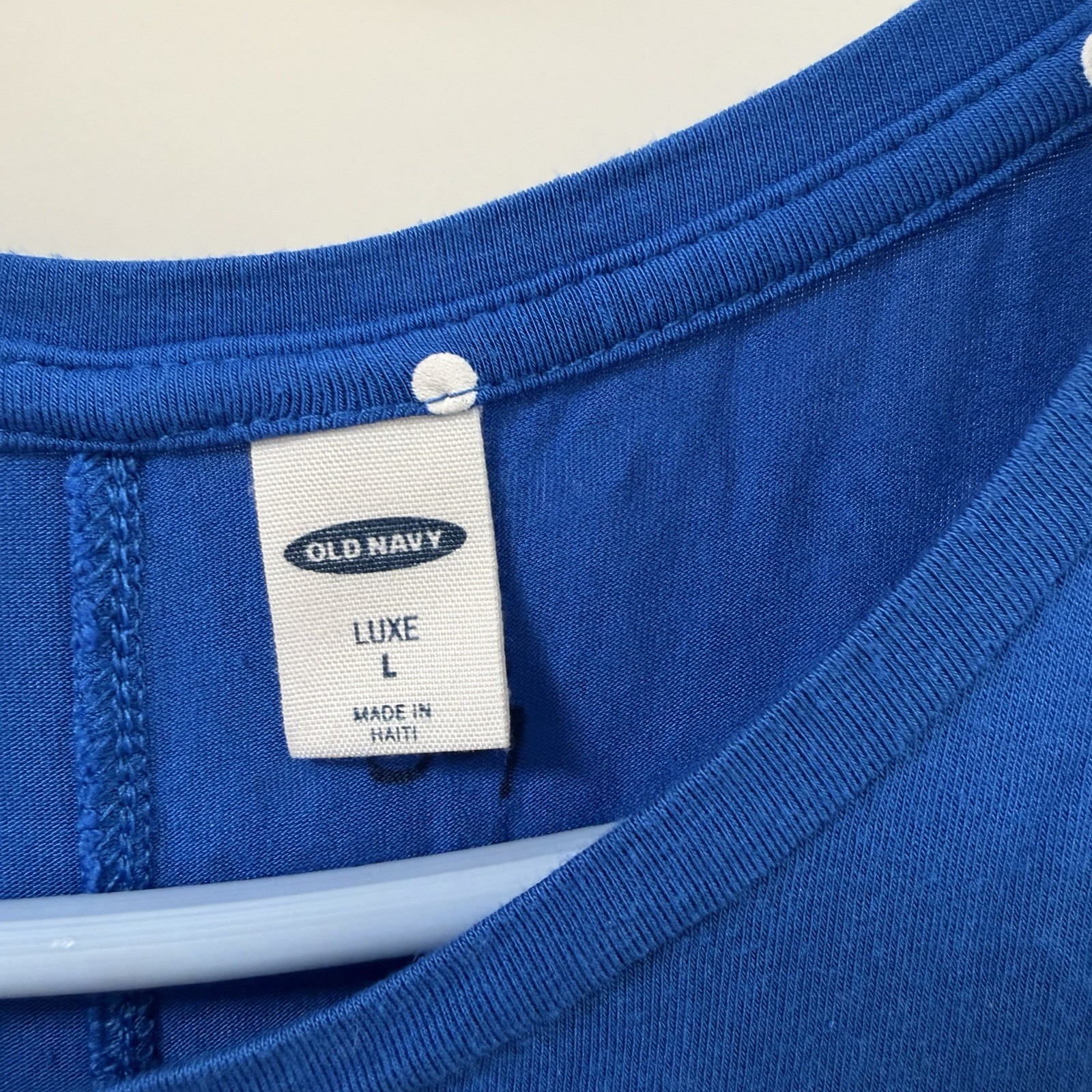 Old Navy Women Royal Blue With White Polka Dots Round Neckline Sleeveless ShirtL