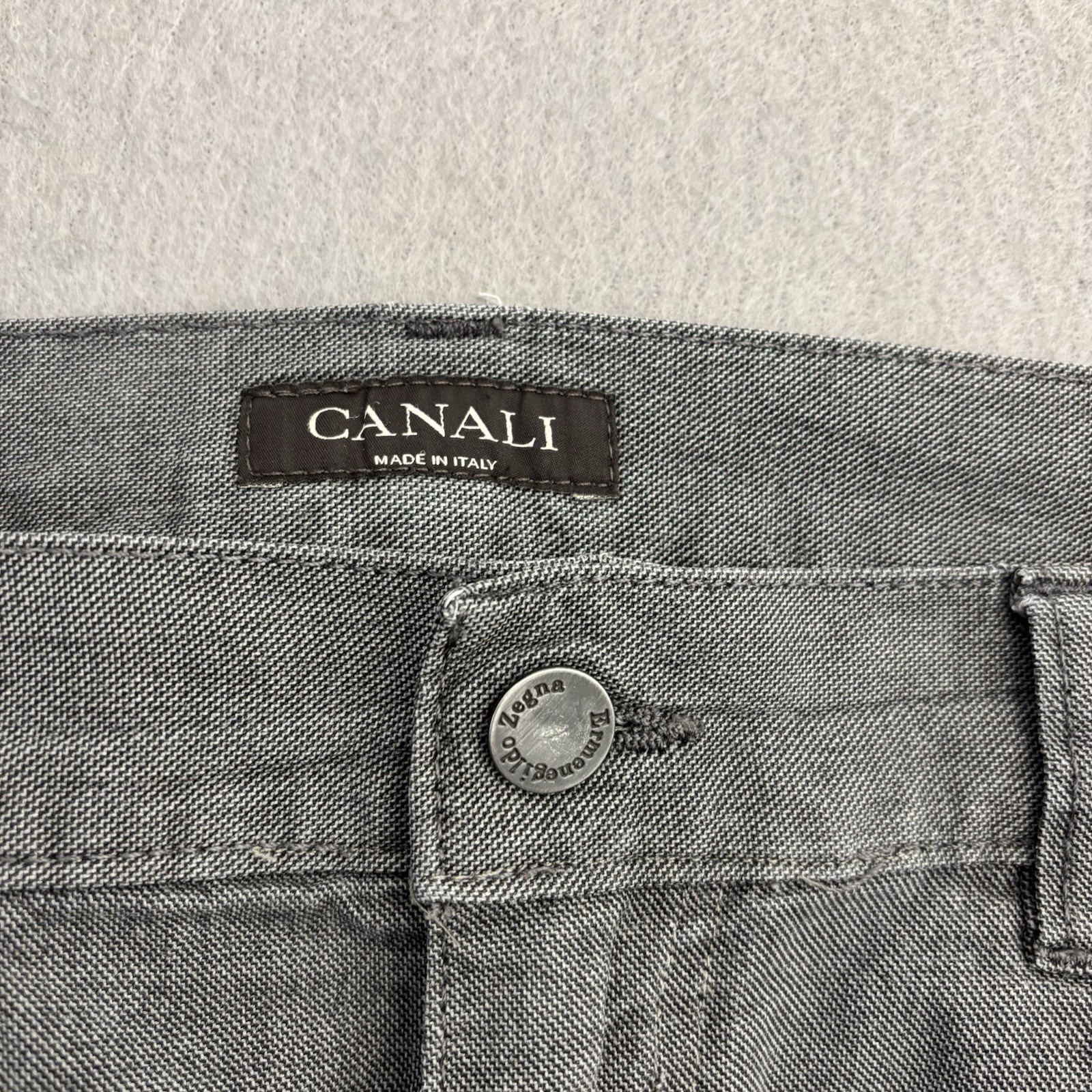 Canali Pants Mens Size 37×29 (56) Gray Cotton Luxury Made In Italy Casual