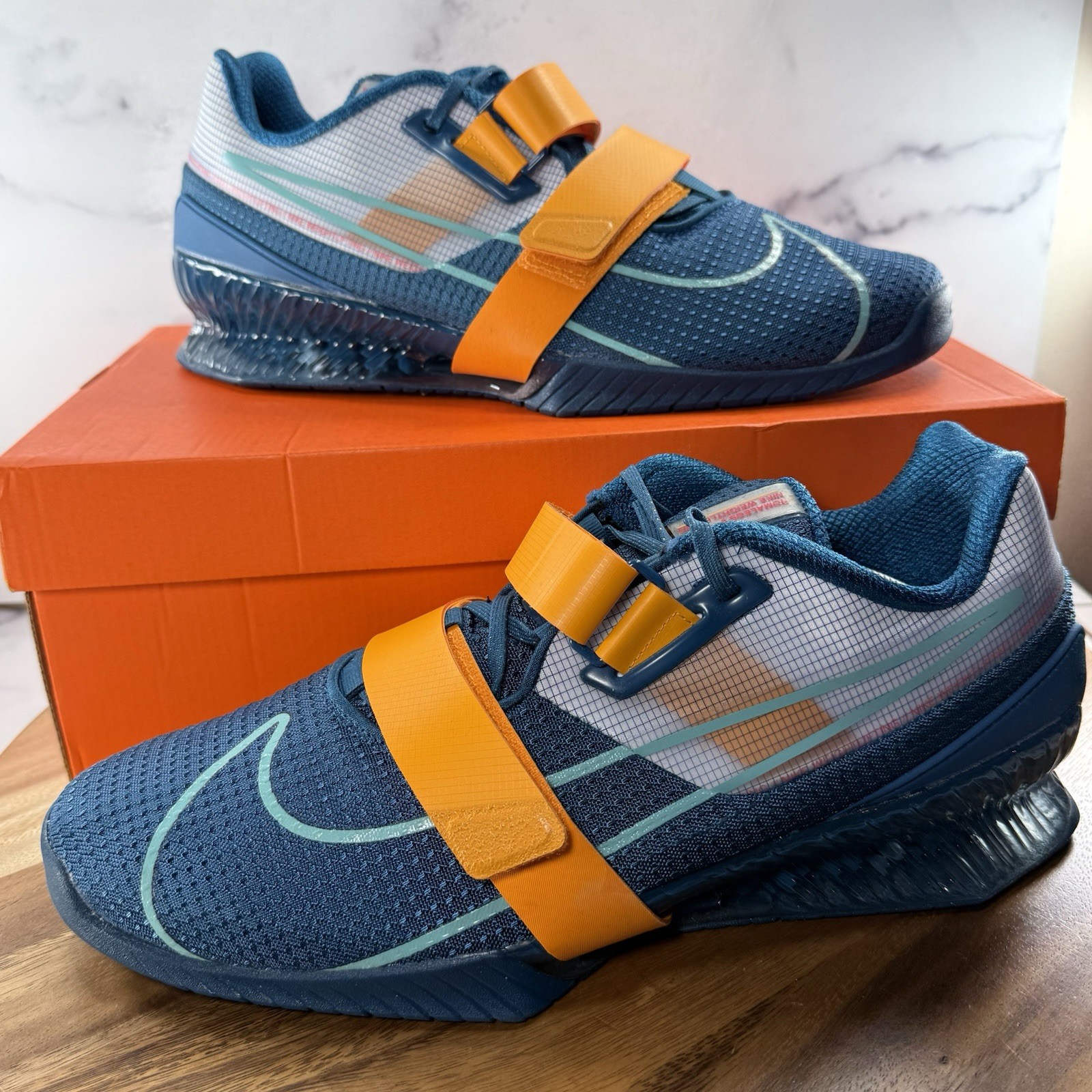 Men’s size 13-Nike Romaleos 4 Weightlifting Shoes Marina Kumquat nby CD3463-493