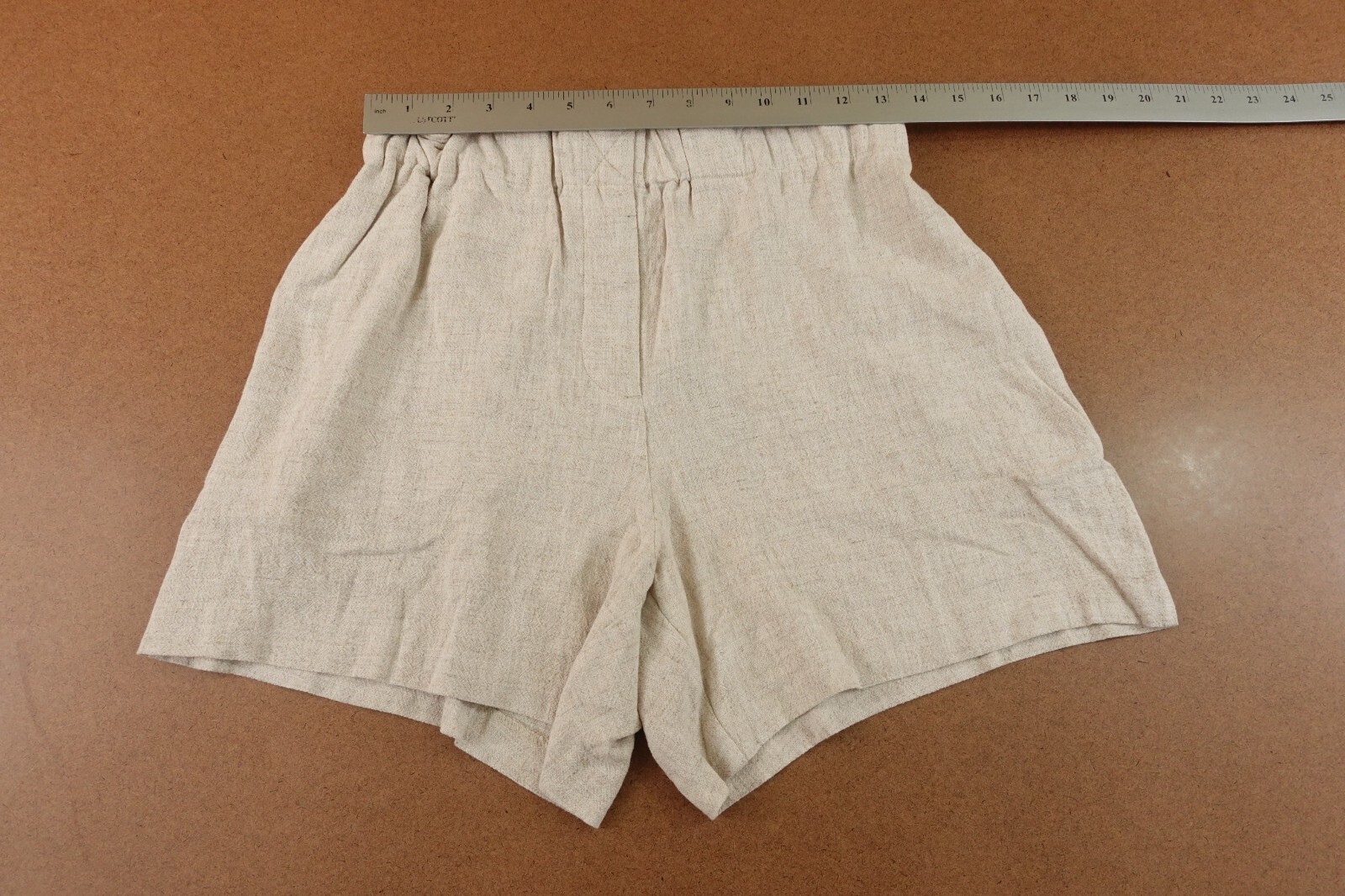 Weekday Womens US 4 Natural Linen Blend Ava Pocket High Rise Paperbag Short NWT