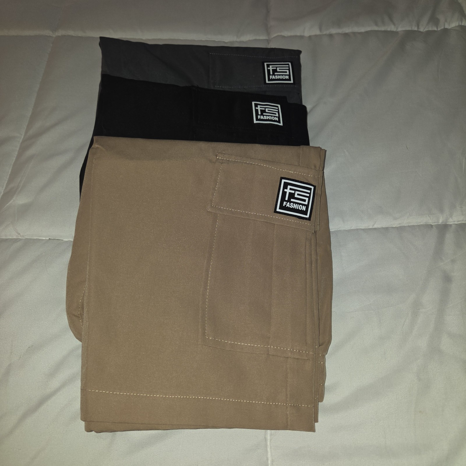 FS Fashion Men’s Solid Cargo Shorts Drawstring Pockets Polyester XL NWT