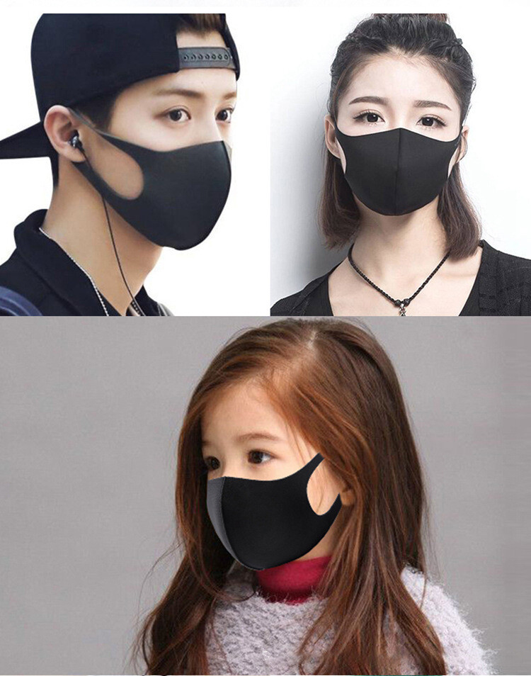5 pcs Slim Fashion Washable Cotton Cloth Masks Half Face Mouth Cover Adult Black