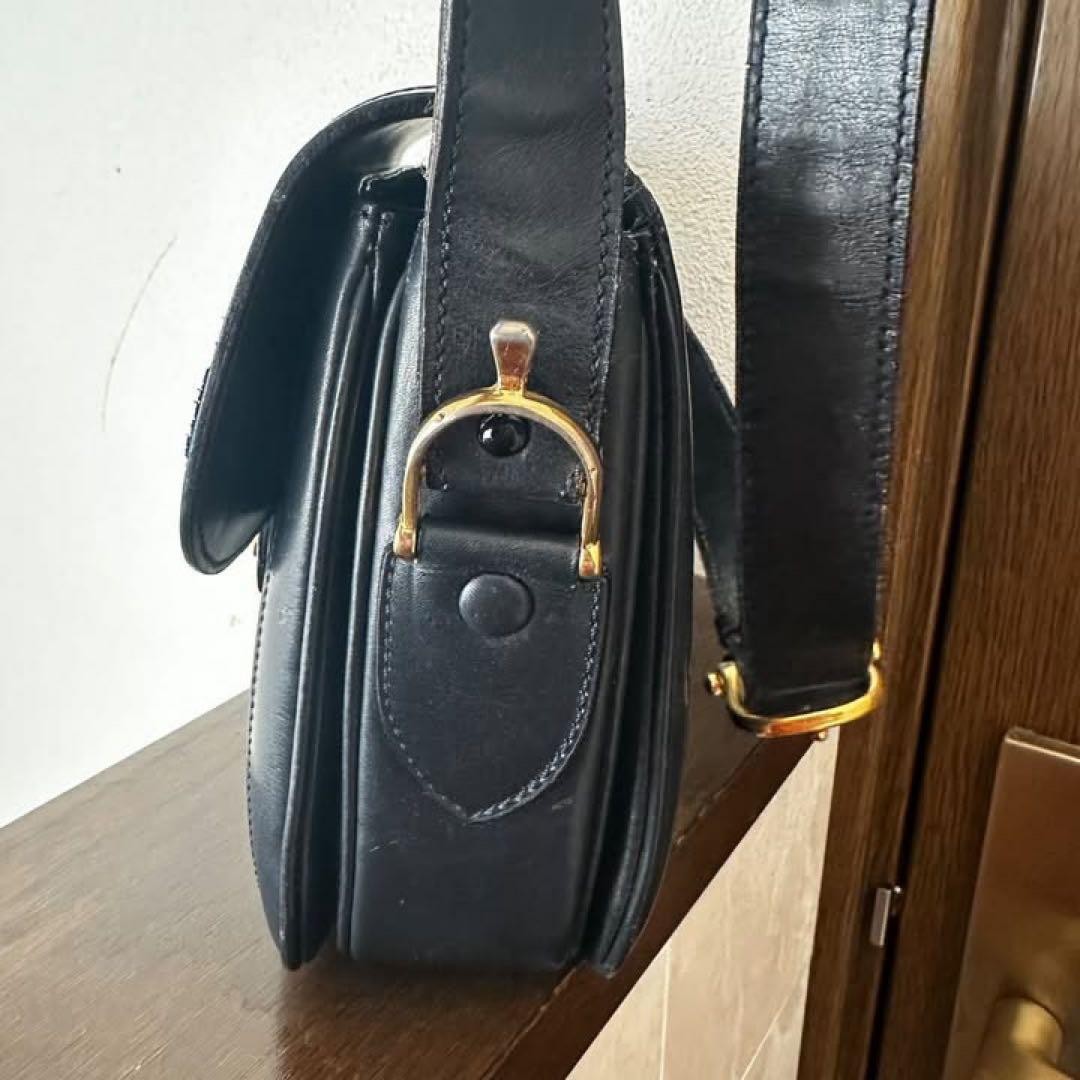 CELINE Horse Carriage Women’s Shoulder Bag Leather Navy Gold Hardware USED JAPAN