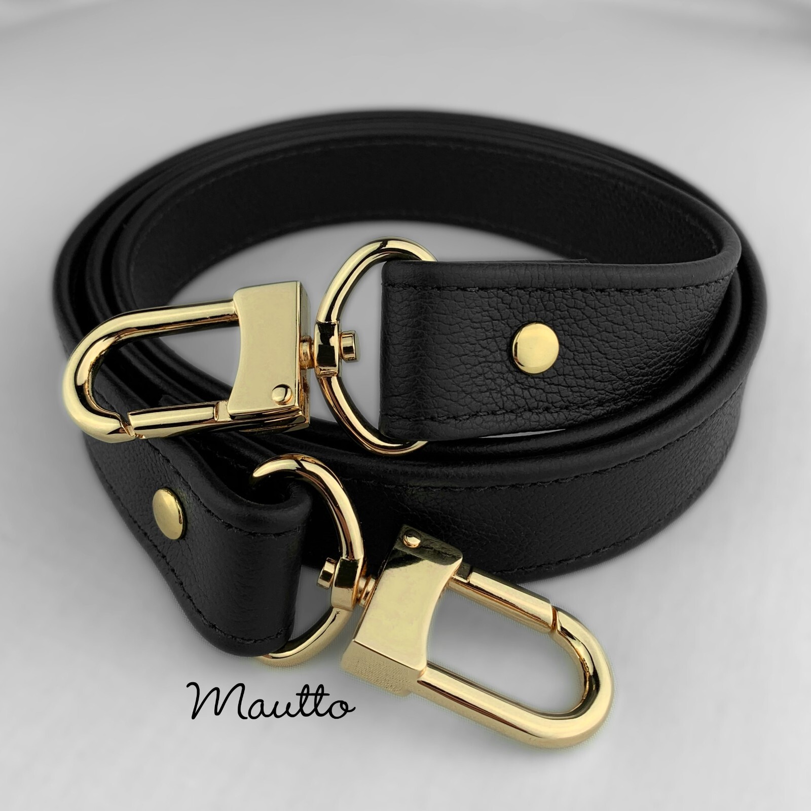 Thick Black Pebble Leather Strap Replacement: Shoulder to Crossbody Length