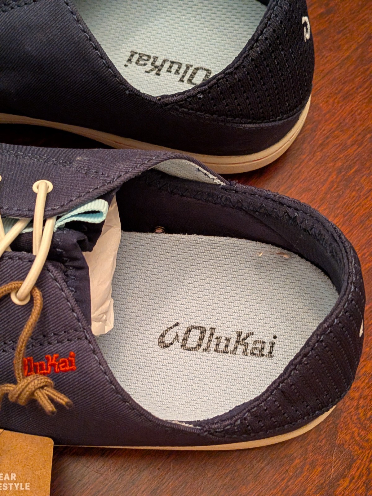 OluKai Nohea Moku Mens Navy Blue Mesh Slip On Lace Up Sneakers Shoes Size 9.5 M
