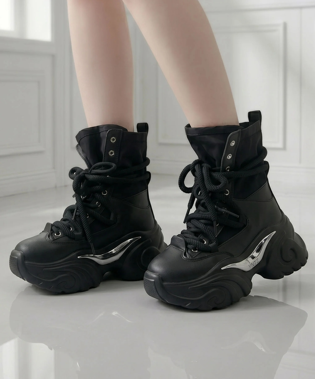 Ballet Core Platform Sneaker Shoes ruff High Cut Beautiful Legs Leg Jirai New