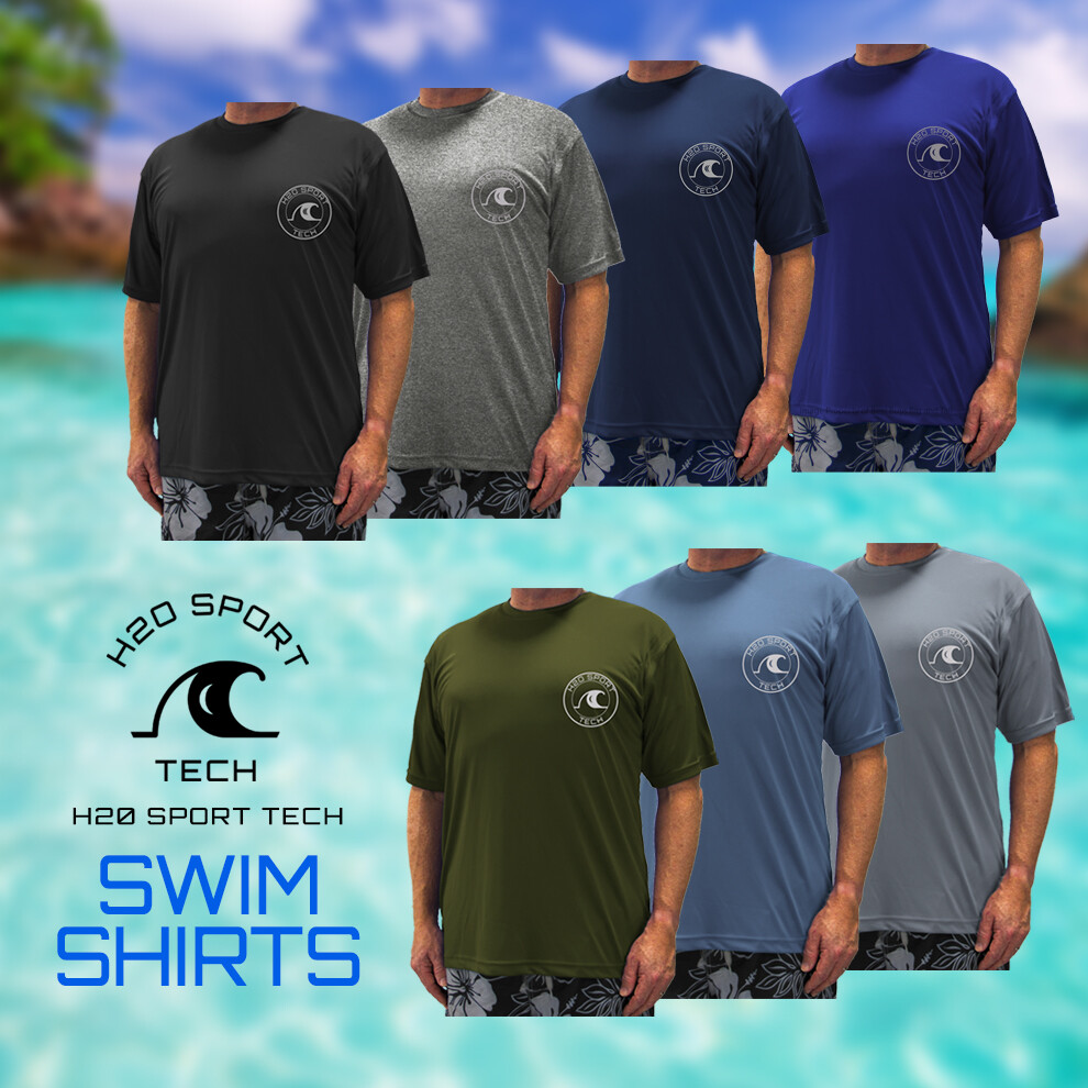 Big & Tall H2O Sport Tech Short Sleeve Swim Shirt – Loose Fit 2XL – 5XLT UPF 50+