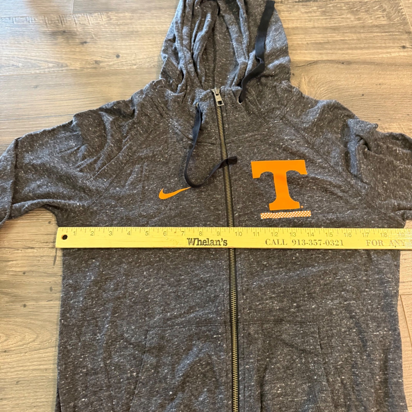 Nike Tennessee Volunteers Full Zip Hoodie Charcoal Grey Orange T Logo Small