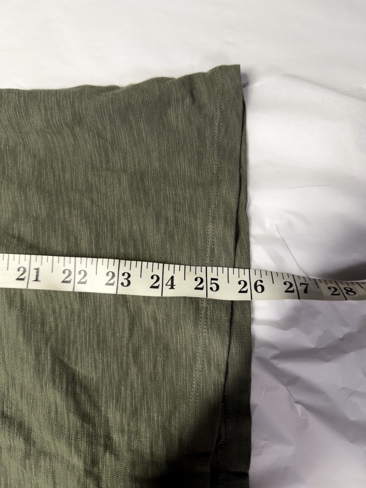 Dylan Olive Green V-Neck Long Sleeve Top Cotton Slub Basic Tee Size S