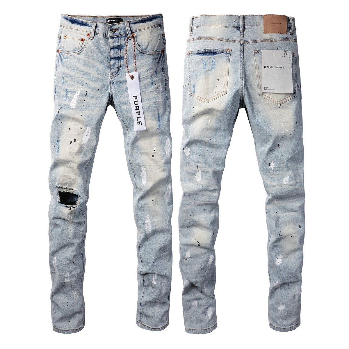 2026 New Purple brand Men’s personalized fashion inkjet Blue jeans
