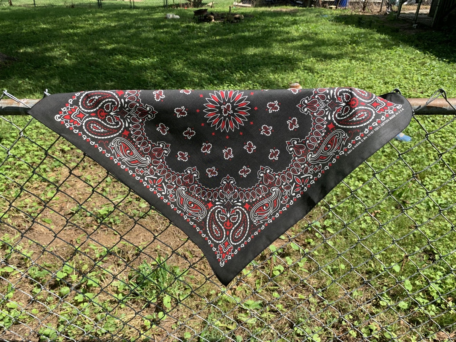 Black Red Paisley Approx. 22″x22″ Bandanna USA Made 100% Cotton Biker