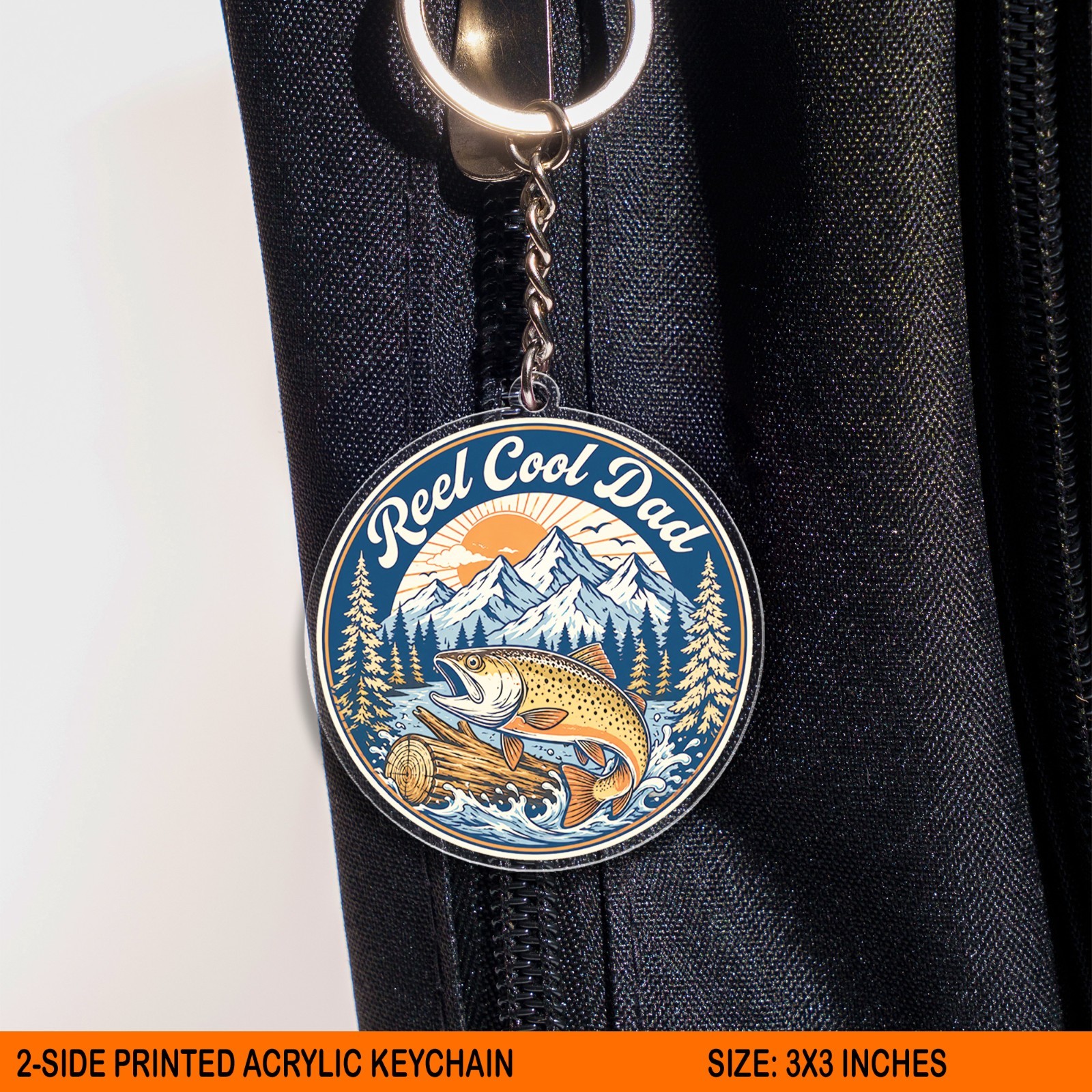 Reel Cool Dad Fishing Acrylic Keychain, Trout Father Gift