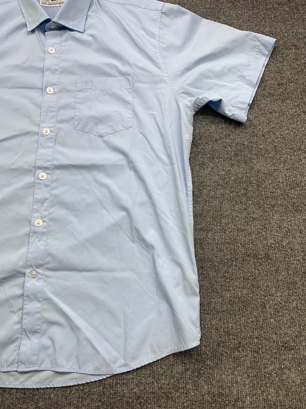 Dixxon Performance Bamboo Series Shirt Men XL Light Blue Short Sleeve Button Up