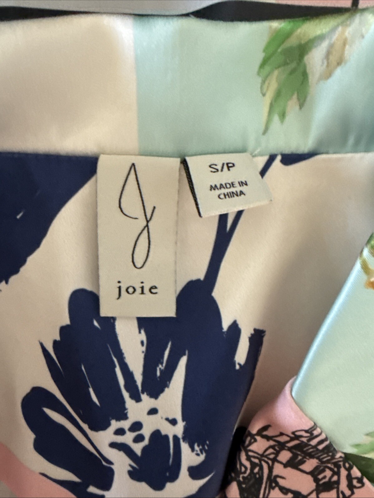 JOIE Womens Size S Multi Print Short Sleeve Button Blouse Polyester Spandex