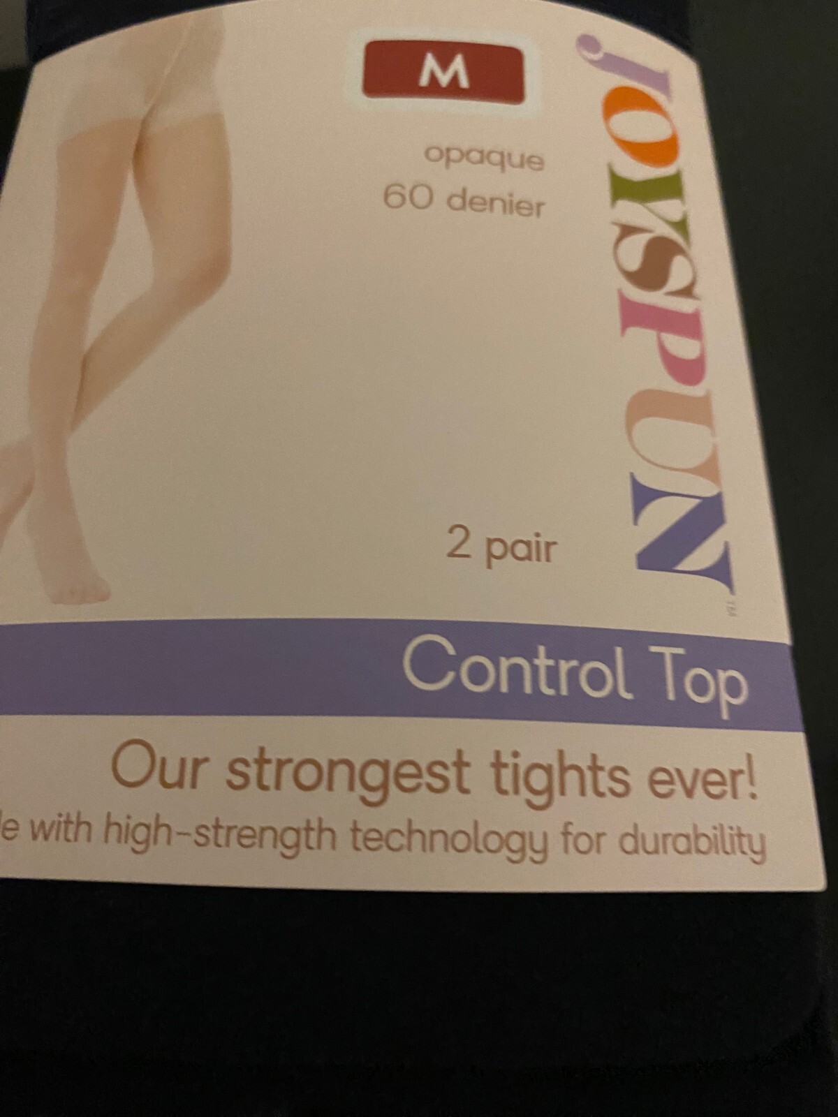 NEW WOMEN’S SIZE MEDIUM JOYSPUN 2 PACK NAVY/BLACK OPAQUE TIGHTS 60 DENIER