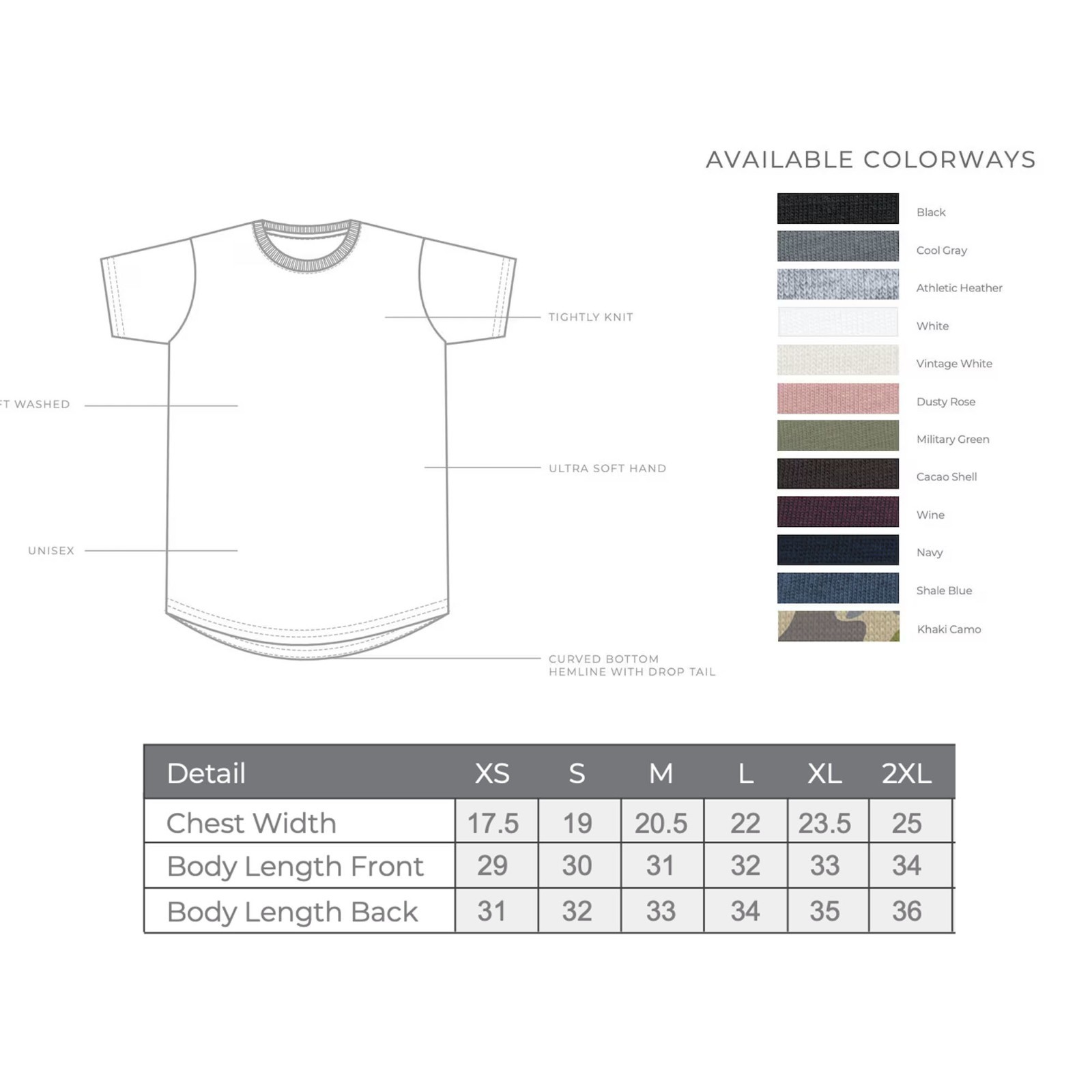 Womens Extra Long T-Shirt Tee | Cotton & Cotton Blend | Small – 2x