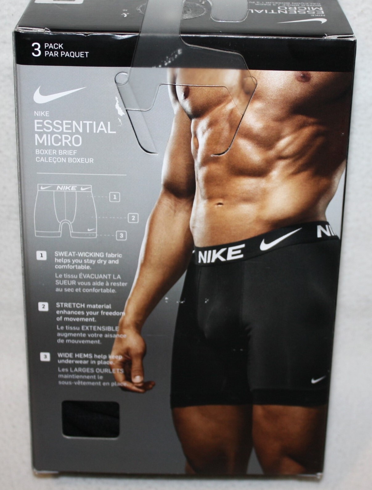 3 NIKE Dri-Fit Essential Micro 3 Pack Boxer Brief Black Men’s , NEW IN BOX
