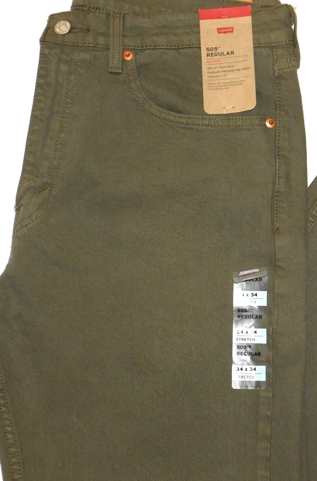 LEVIS 505 Regular Fit Jeans Levis Eco Ease Stretch Straight Leg Olive Green