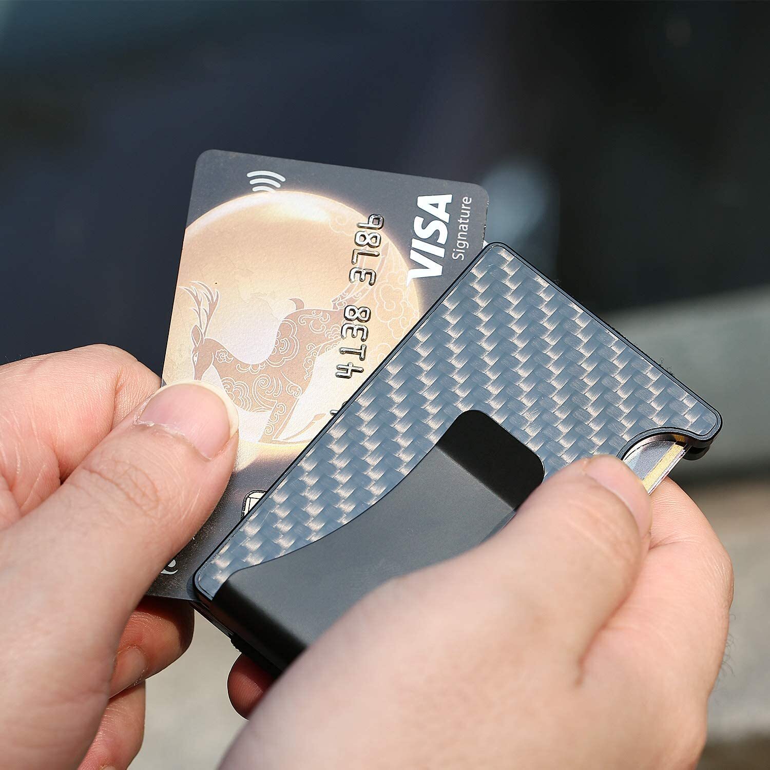 Minimalist Slim Wallet for Men SCREWLESS Metal Carbon Fiber Card Holder Hombres