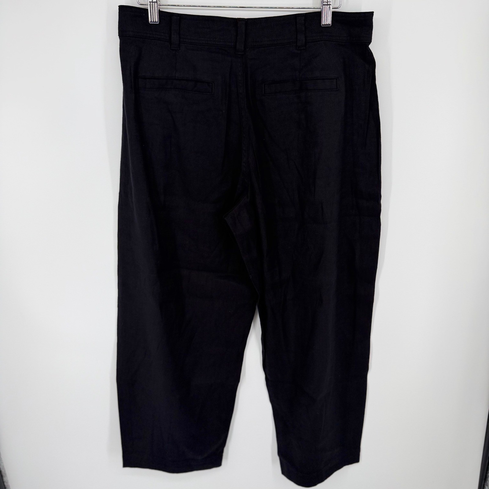 Everlane The Everywhere Pant Women’s 12 Black Stretch Linen HR Cropped Barrel