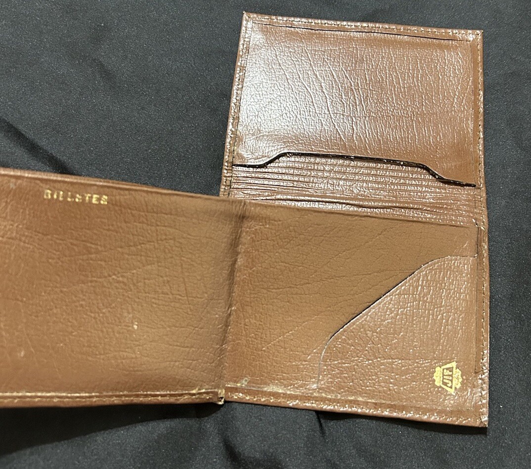JIF Trifold Slim Fold Wallet Men Leather Brown Multiple Compartments Sleek Thin