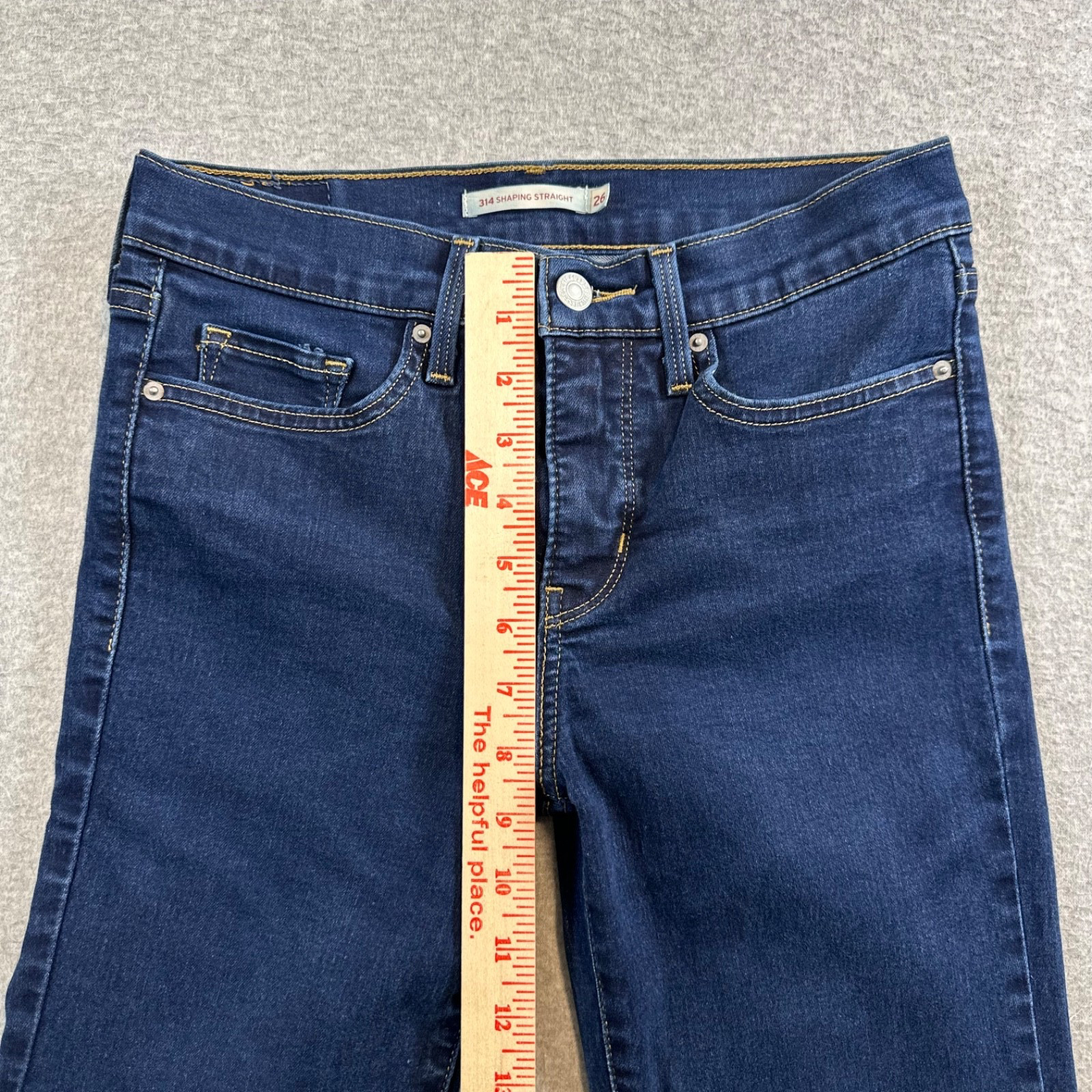 Levi’s 314 Women’s Size 26 Shaping Straight Stretch Denim Jeans Dark Mid Rise