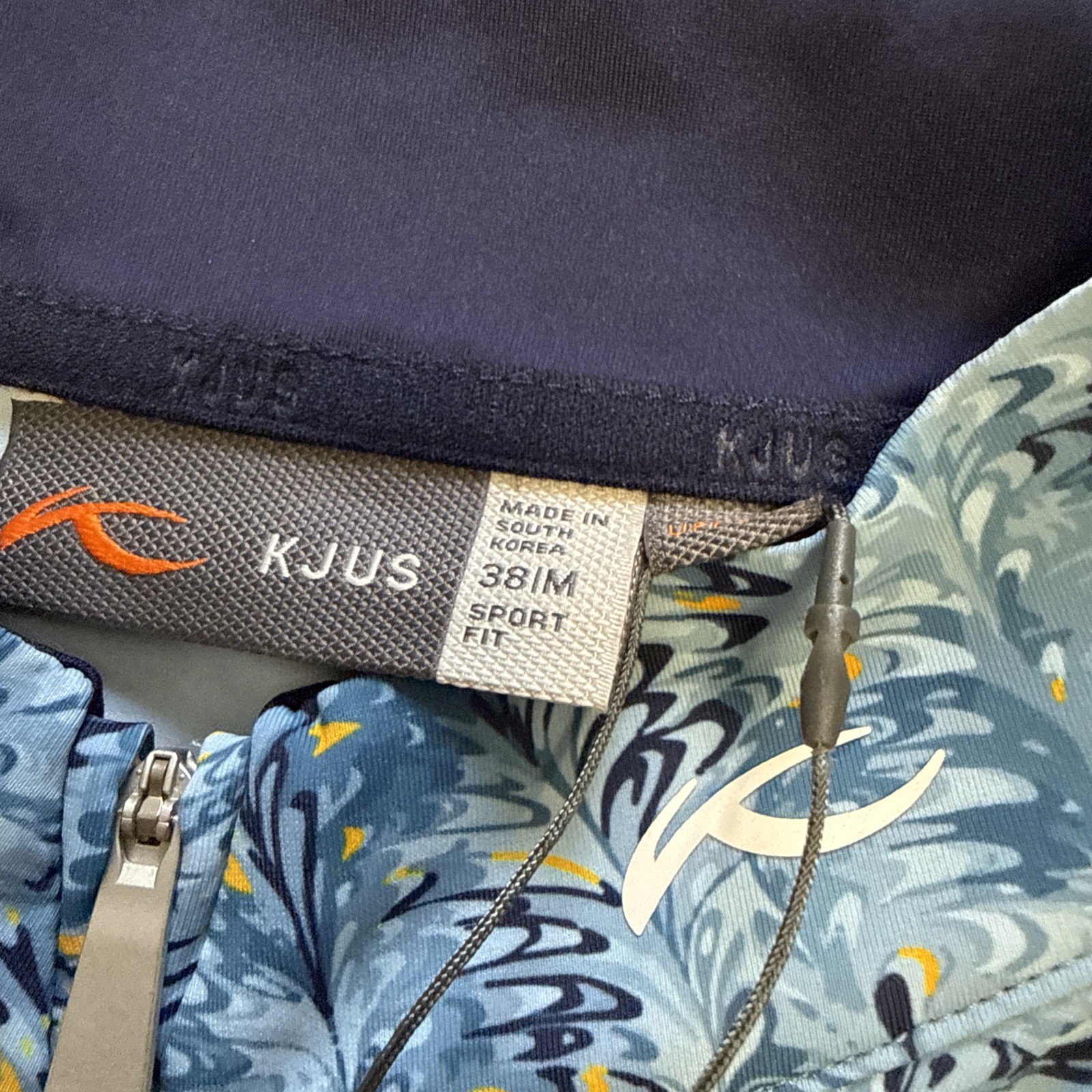 KJUS SUNSHINE TRANQUIL BLUE BURST 1/4 ZIP LONG SLEEVE MOCK TOP WOMENS M GOLF NEW