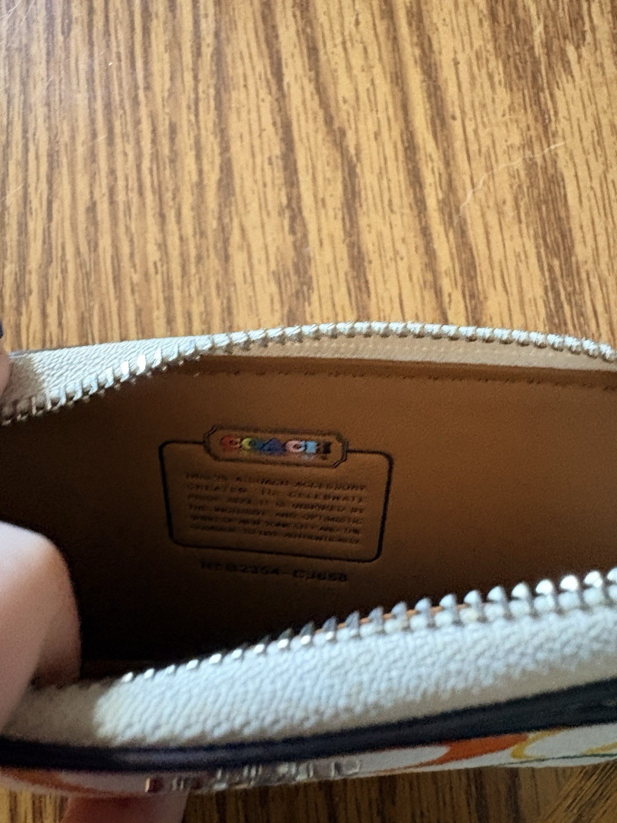 Coach Multicolor Signature Logo Zip-Around Wallet Card Holder w/ Key Ring