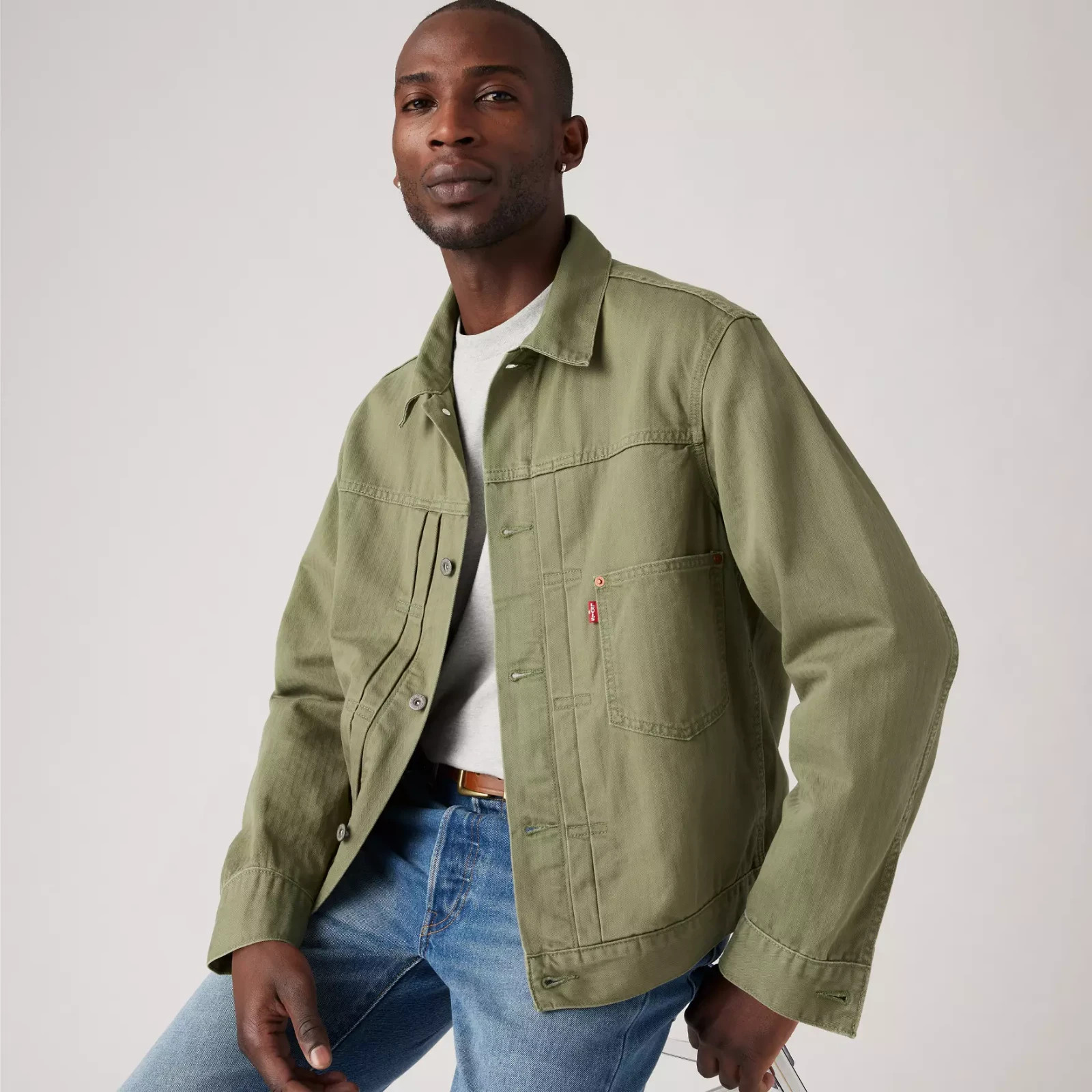 Levi’s Premium Type 1 Denim Trucker Jacket Men’s Sizes S-XXL Cotton Green