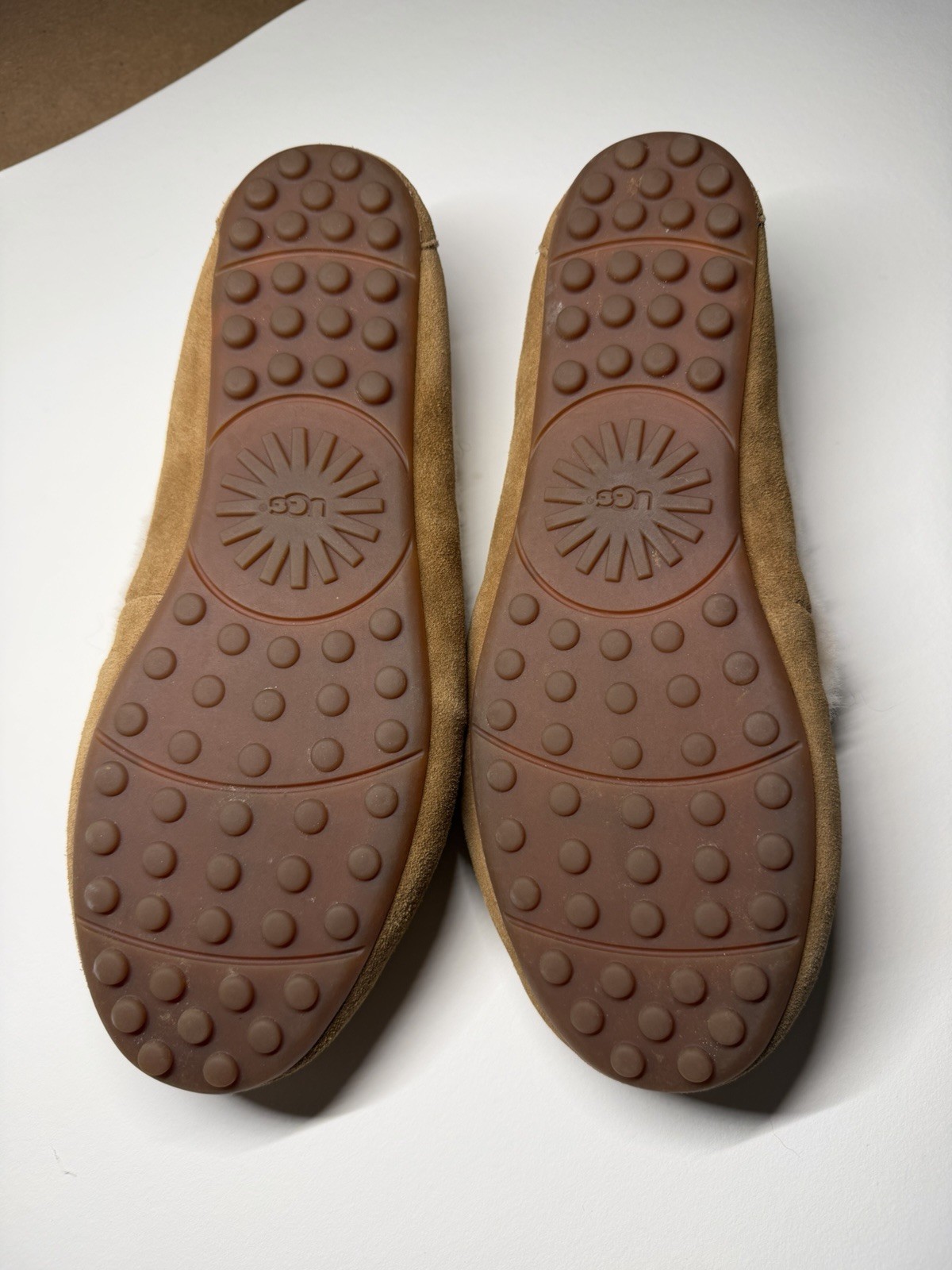 UGG Solana Women’s Brown Suede Shearling-Lined Moccasin Slipper US 8