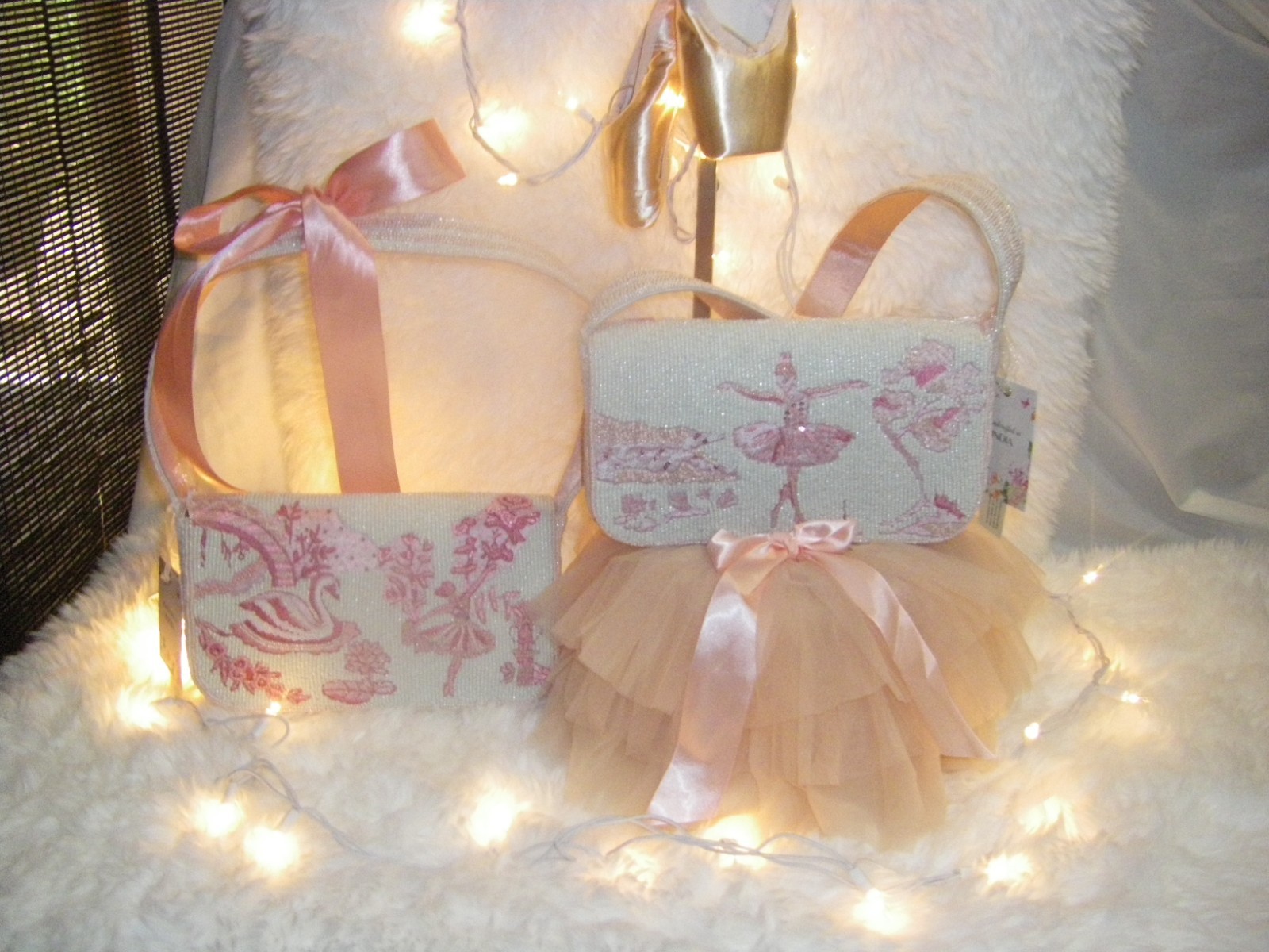 Viral Beaded Shoulder Bag Ballerina Dancer Pink Swan Multi NWT