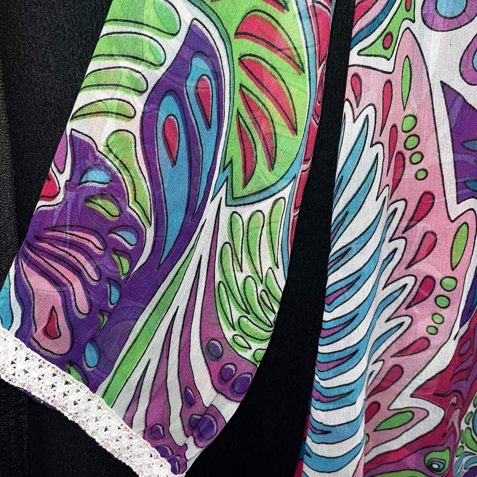 VTG Y2K Bearfoot Attitude XL Cardigan Paisley Floral Swirl Patterns Embroidered