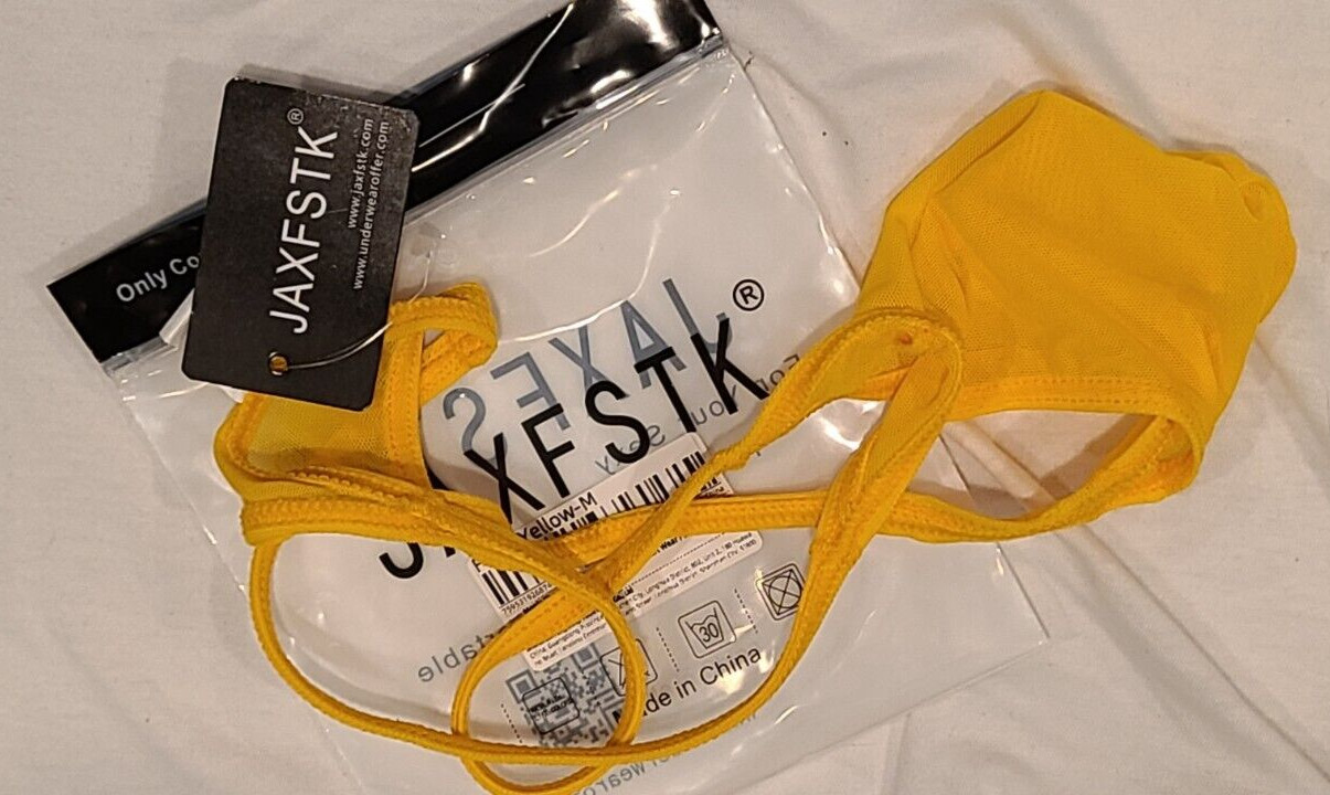 SEXY MENS SEE-THRU K403 GRAPE SMUGGLERS SHEAR MESH THONGS (M-29-33)-YELLOW