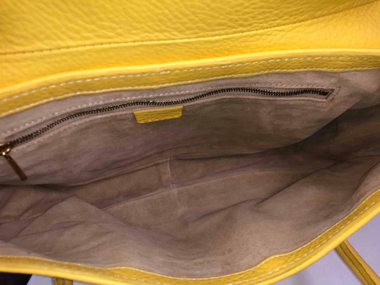 CELINE Italy Yellow Pebbled Leather Front Flap Magnetic Shoulder Bag