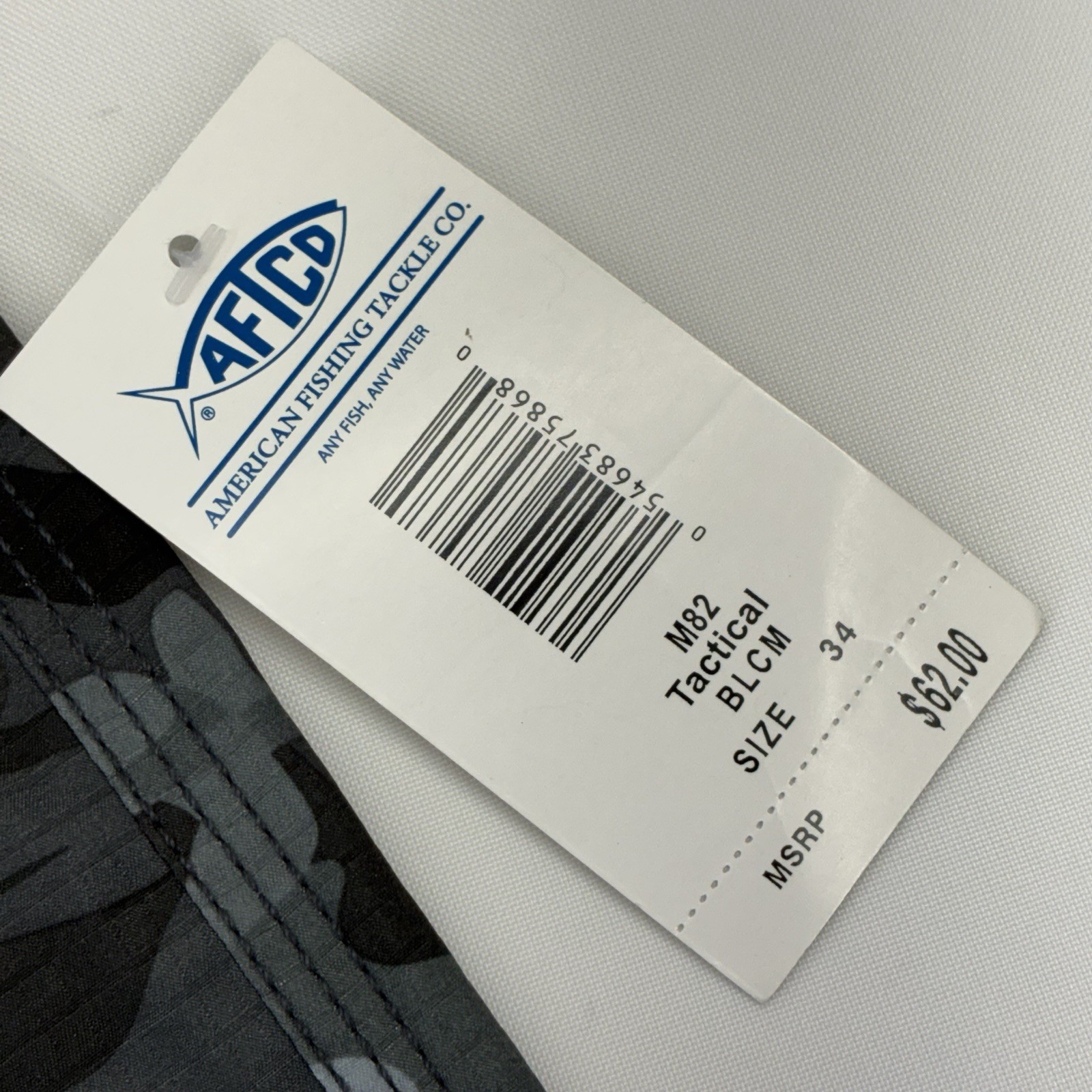 AFTCO M82 Tactical Fishing Shorts Mens 34 Black Camo 10″ NWT