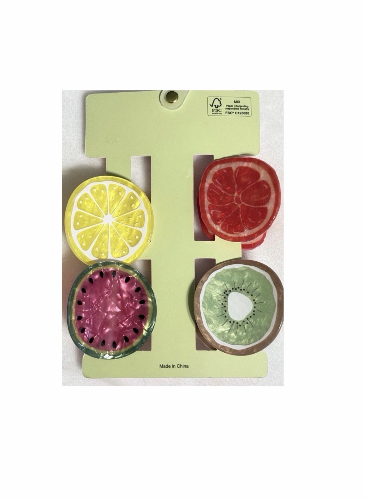 NWT 🍉🍋🥝🍊 Piper K Fruit Themed Hair Claw Clips Set of 4