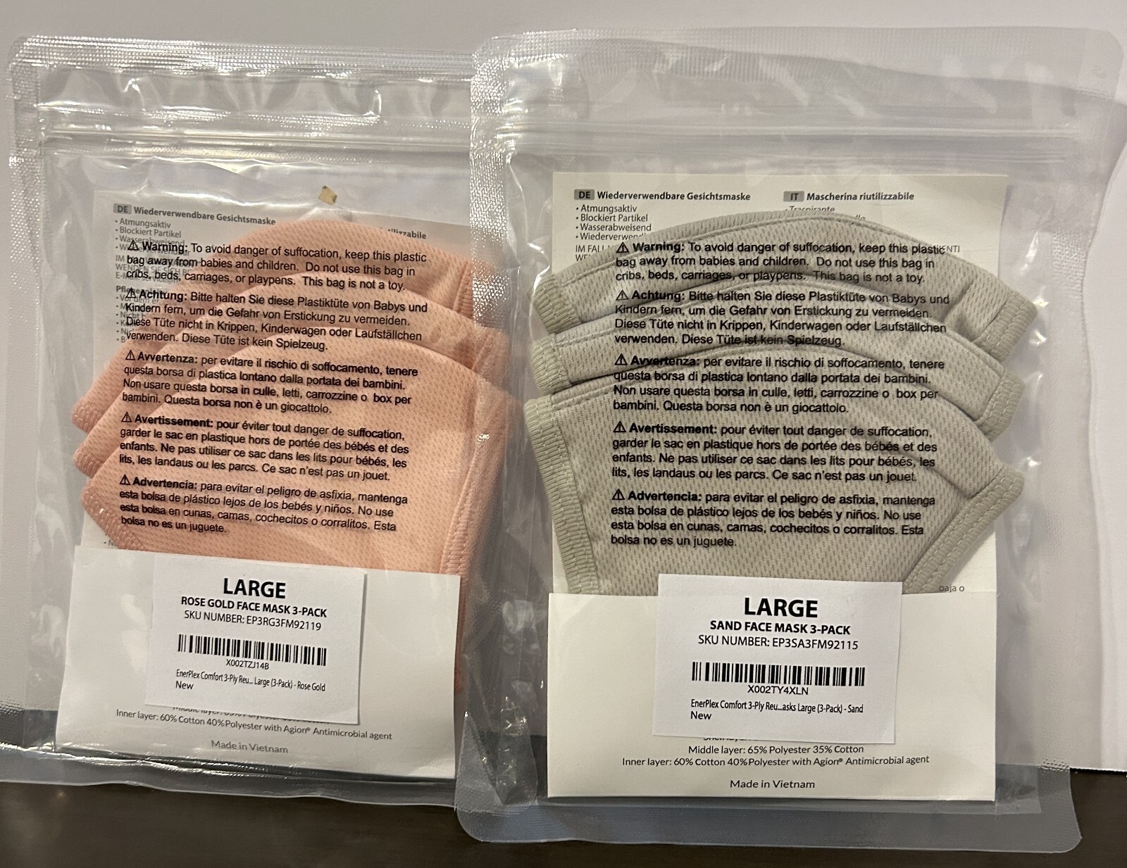 EnerPlex Comfort Reusable Face Masks (3-Pack) S, M, L, XL