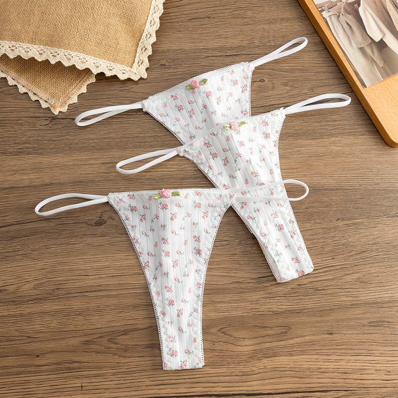 3 Pack Lot Sexy Womens Floral G string Thong Panties Underwear Lingeries Briefs