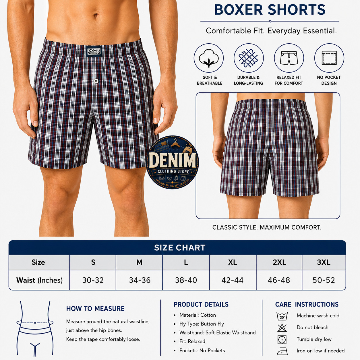 Lot 3 6 Men Knocker Boxer Trunk Plaid Shorts Underwear Lot Cotton Briefs S~3XL
