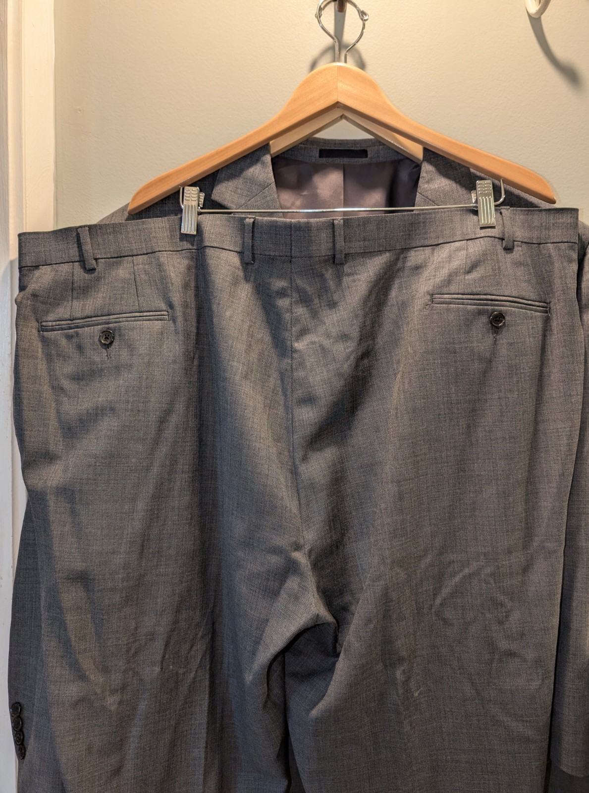 Lauren Ralph Lauren Suit Mens 52R Pant 48×28 Gray Stretch Wool Black Label