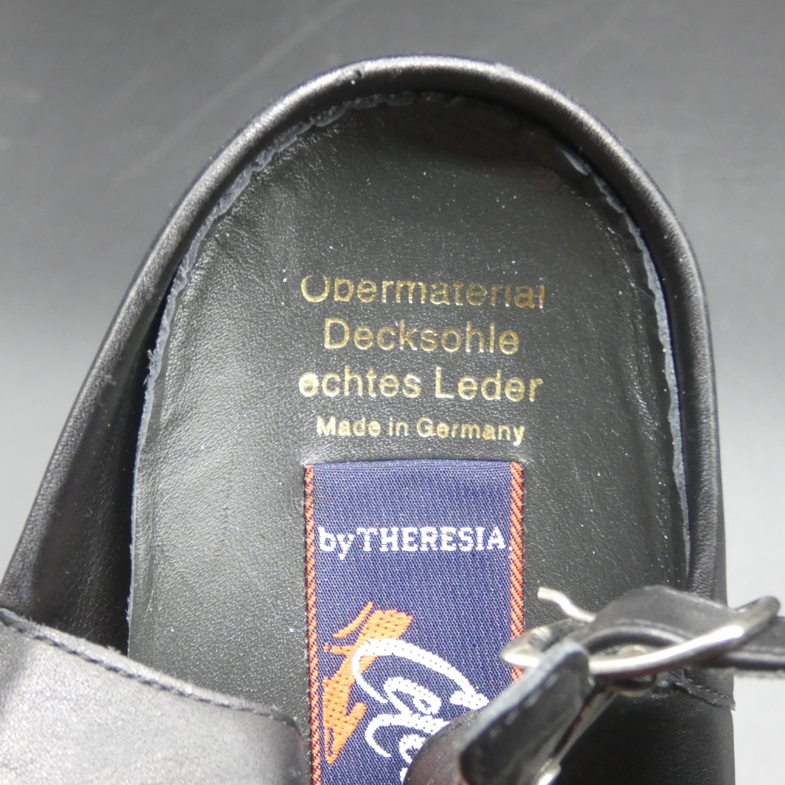 Theresia M Celeste Black Leather Slingback Open Toe Pump Sandals Size UK 8 US 10