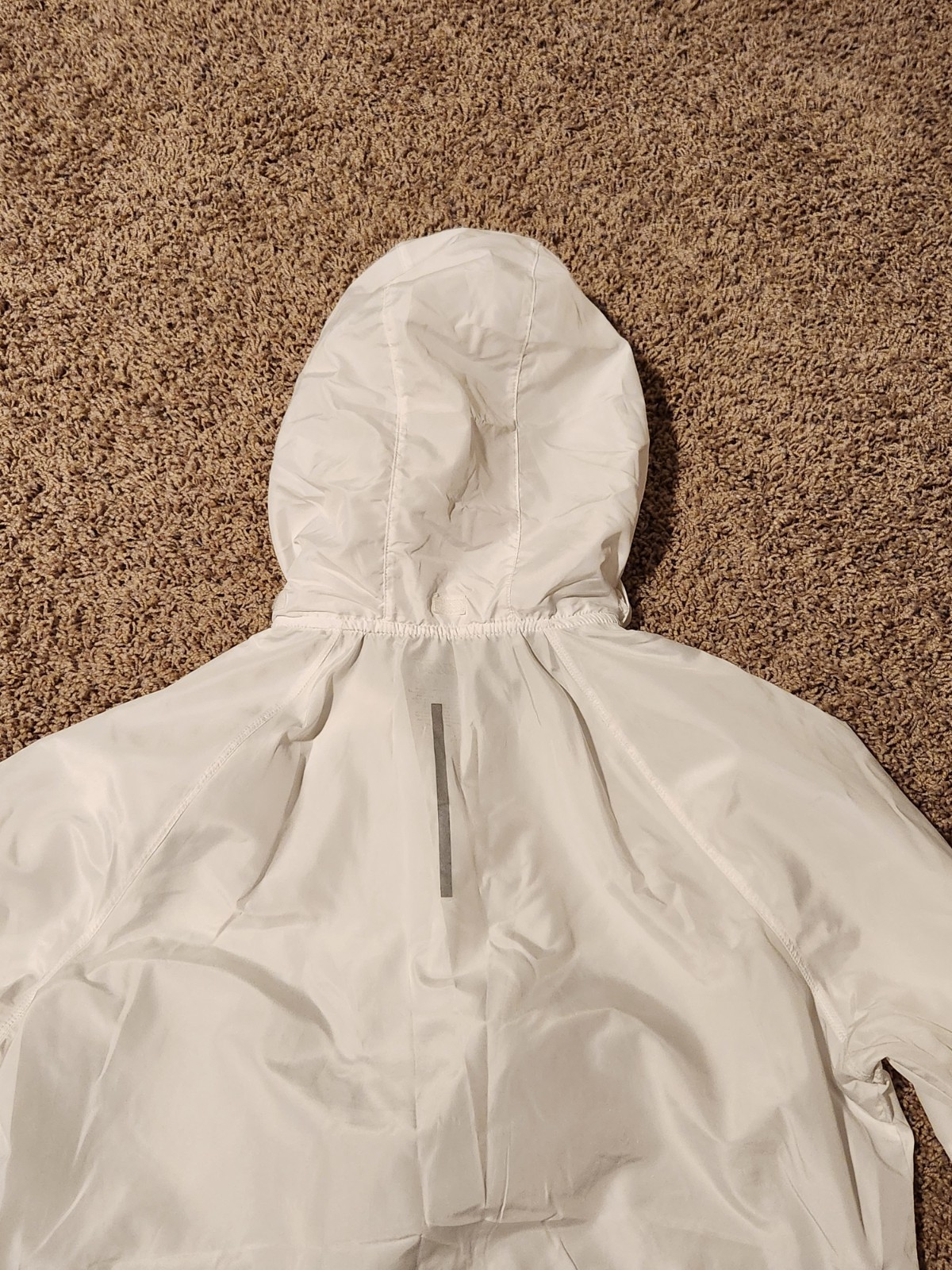 Avia Windbreaker Women Large Lightweight Full Zip White Gray Hooded Rain Jacket