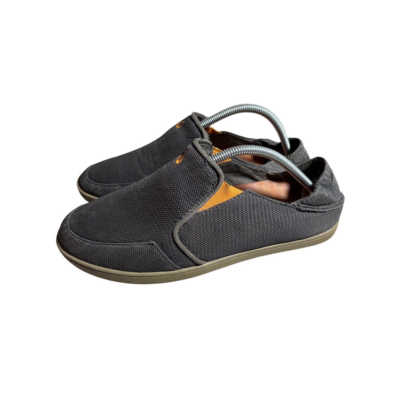Olukai Nohea Mesh Mens 10.5 Charcoal Grey Orange Slip On Loafers 10188-4242