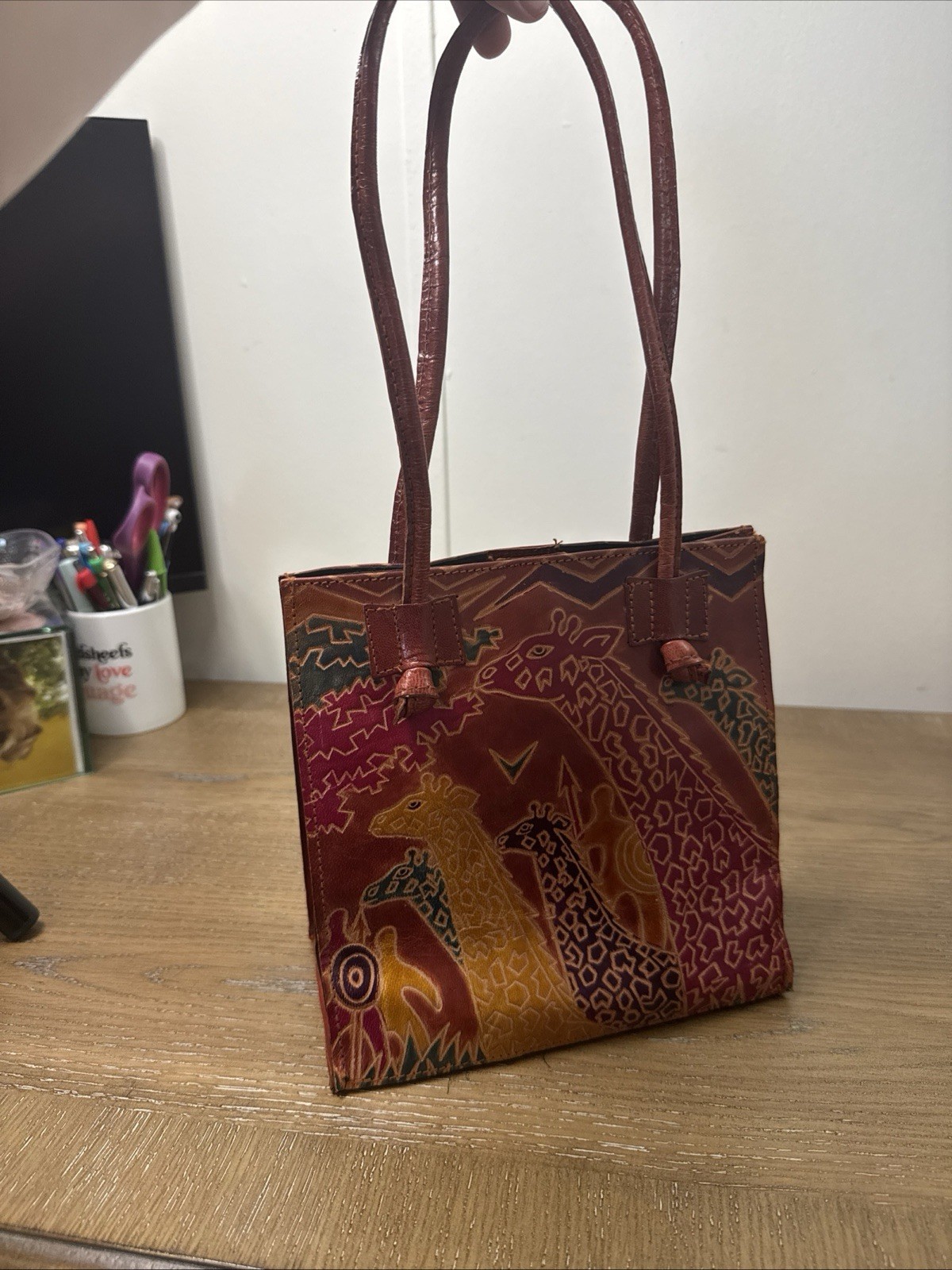 Print Gallery Mediterranean Trading Co Giraffe Hand Painted Tote Bag