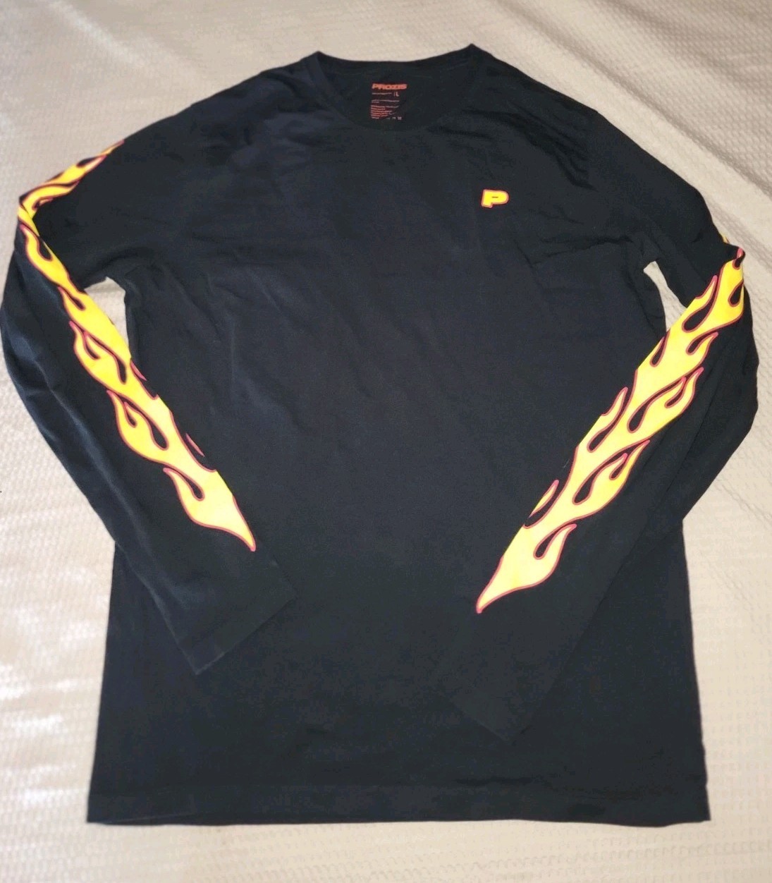 Prozis Men’s Hot Rod Long Sleeve Flame Graphic T-Shirt Tee Black Size Large